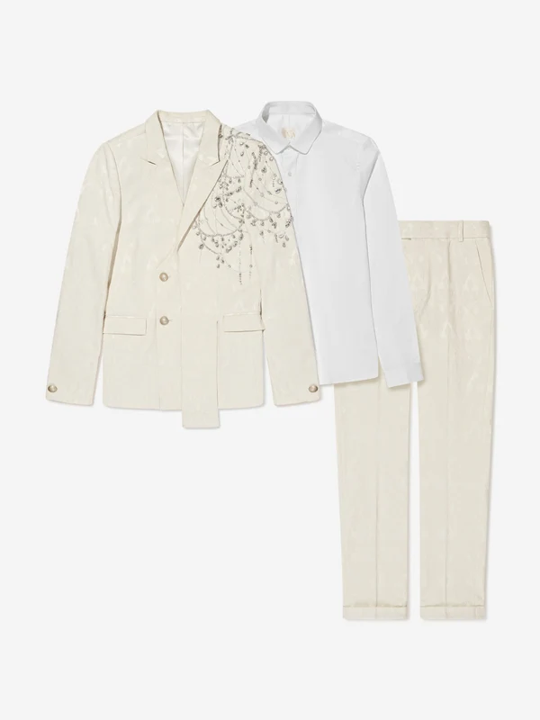 Maison Ava Boys Kevin Suit in Ivory Ivory / 12 Yrs
