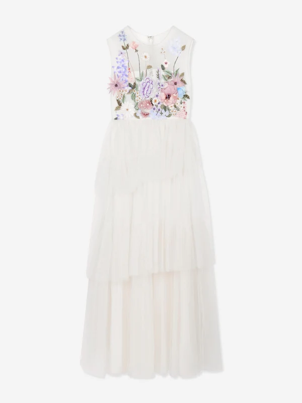 Maison Ava Girls Madeline Tulle Occasion Dress in Ivory Ivory / 14 Yrs