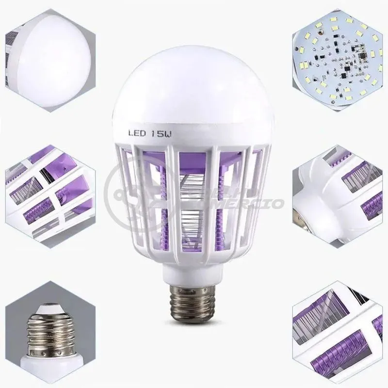 Lâmpada Luz Led Branco 15W Atrai Choque Mosquito Insetos Pernilongo Moscas com Luz Azul Ultravioleta Branco Smart Lâmpada Luz Led Branco 15W Atrai Mosquito com Luz Azul Ultravioleta Branco Smart Bracelet