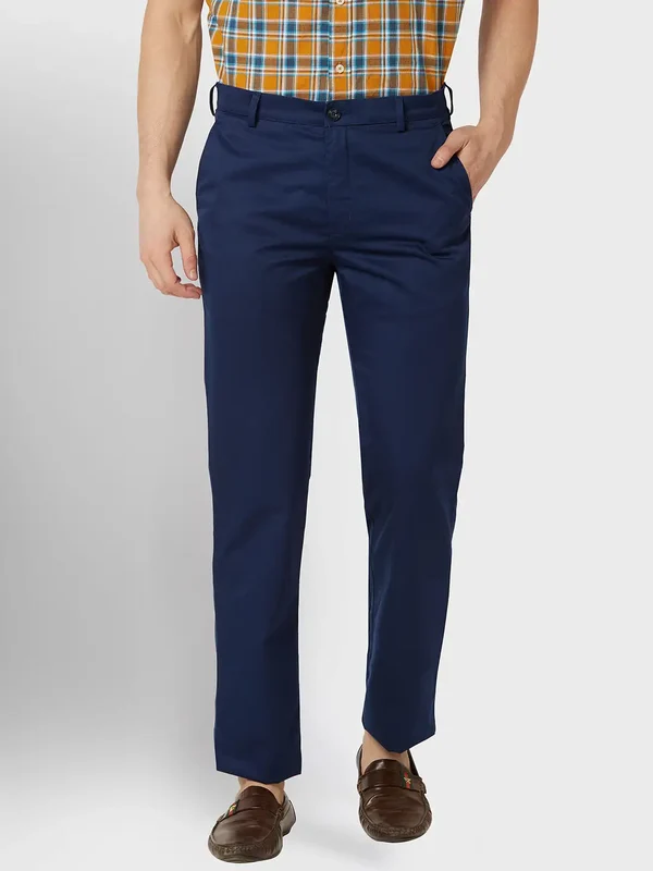 Colorplus Men Blue Tailored Fit Piece Dyed Trouser 38 / Blue