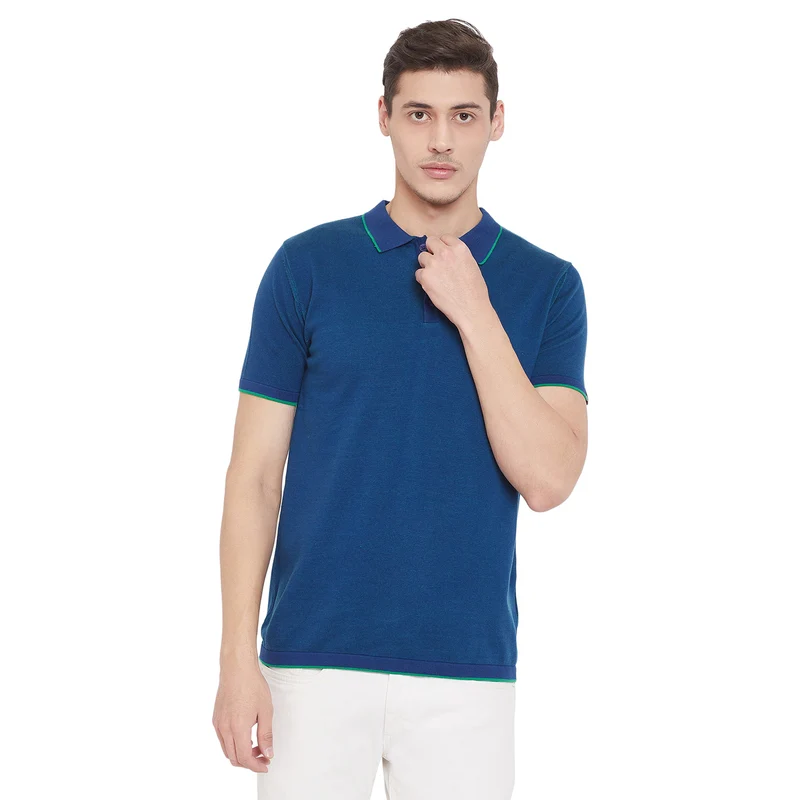 Duke Urban Men Half Sleeve Cotton Tshirt (44530F) Royal Blue / XXL / Solid Contrast
