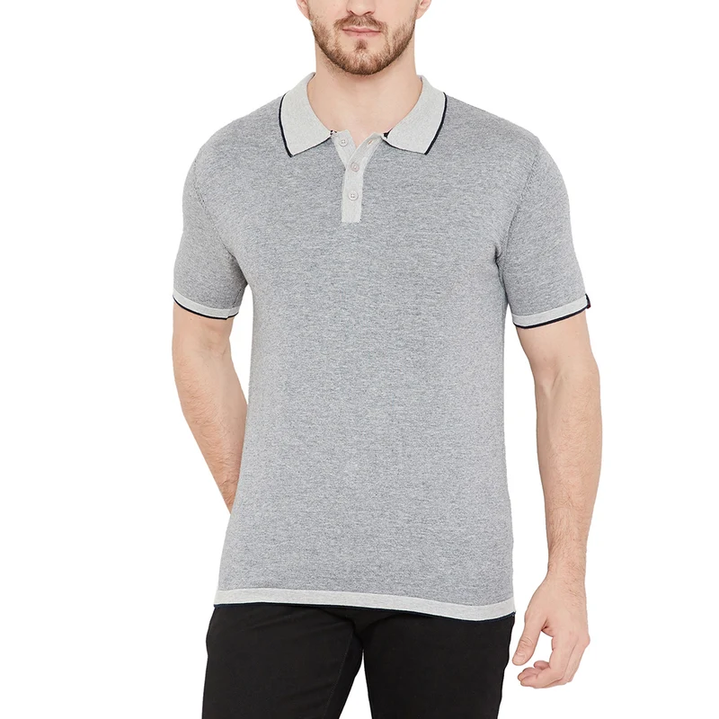 Duke Urban Men Half Sleeve Cotton Tshirt (44530F) Grey Mix / M / Solid Contrast