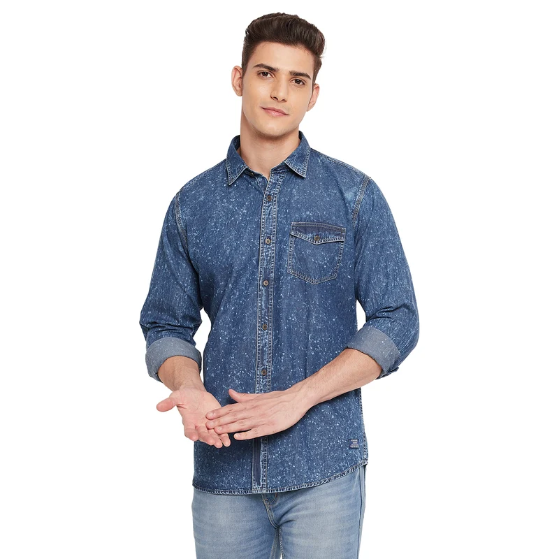 Duke Urban Men Full Sleeve Cotton Shirt (SDO8626) Blue / S / Self Design