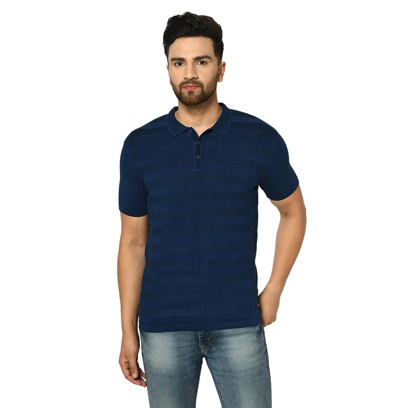 Duke Men Urban Half Sleeve T-Shirt (4451OF) Indigo / XXL / Striped