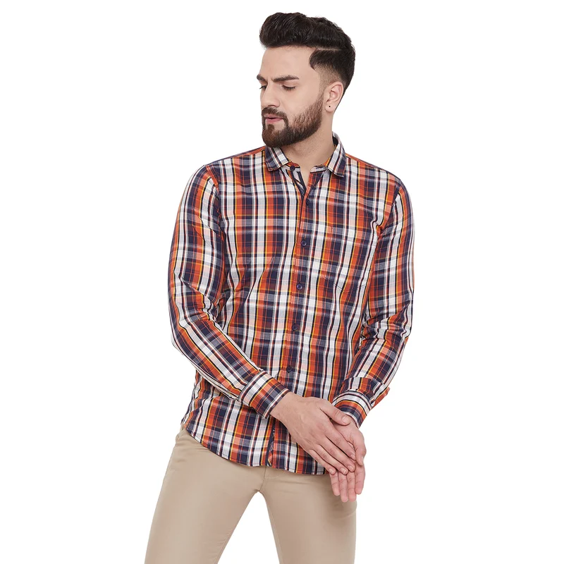 Duke Urban Men Full Sleeve Cotton Shirt (SDO8732) Rust / XXL / Checkered