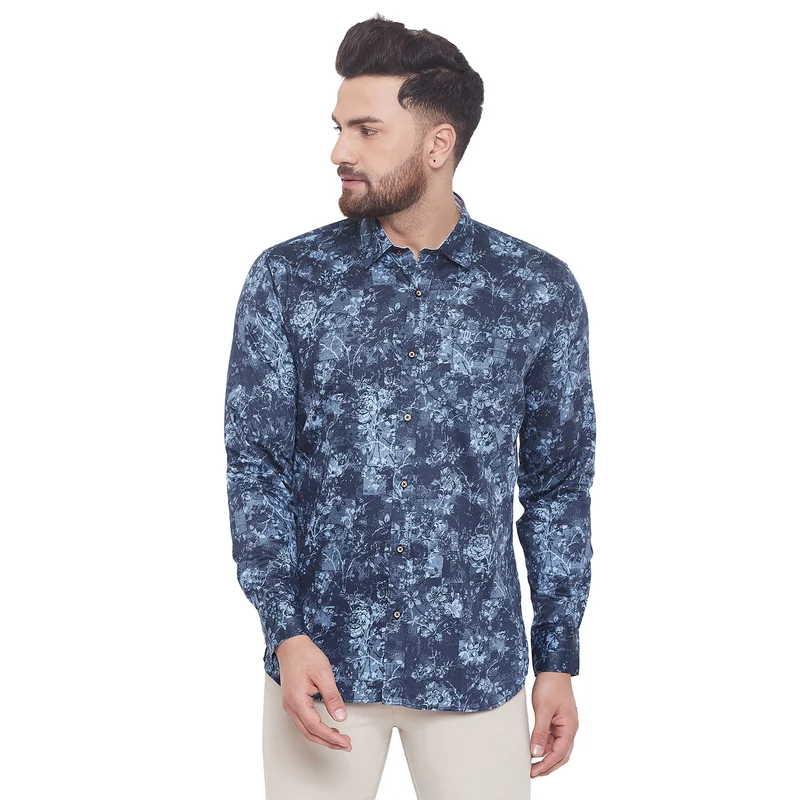 Duke Urban Cotton Full Sleeve Shirt (SDO88KPP) Blue / XXL / Floral Print