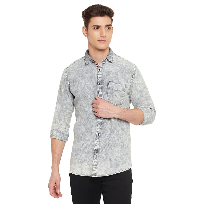 Duke Urban Men Full Sleeve Cotton Shirt (SDO8693) Cloud / XL / Washed