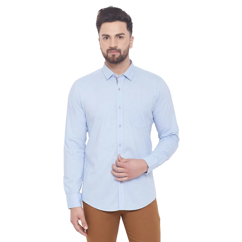 Duke Urban Men Full Sleeve Cotton Shirt (SDO8713) Sky Blue / M / Solid