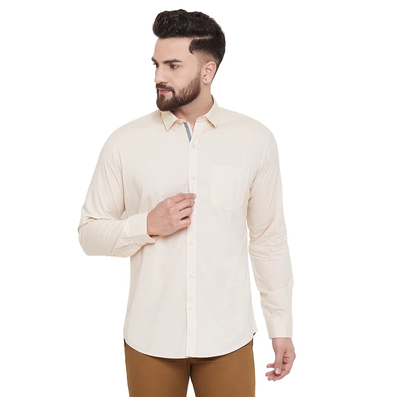 Duke Urban Men Full Sleeve Cotton Shirt (SDO8713) Beige / M / Solid