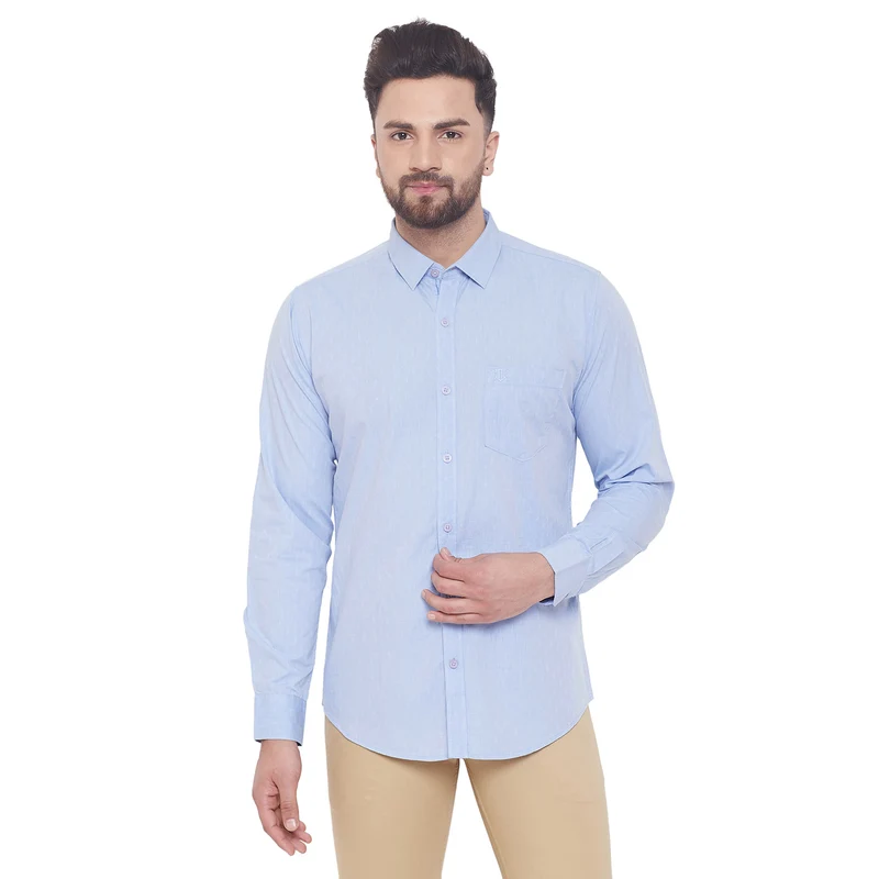 Duke Urban Men Full Sleeve Cotton Shirt (SDO8716) Sky Blue / M / Solid
