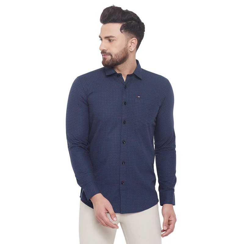 Duke Urban Men Full Sleeve Cotton Shirt (SDO8738) Navy / M / Printed