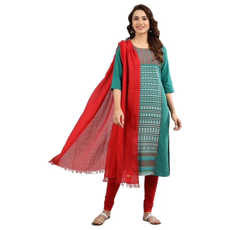 Aurelia Women's Round Neck Printed Kurta - Alpine Green 19AUA10969-500720-XL