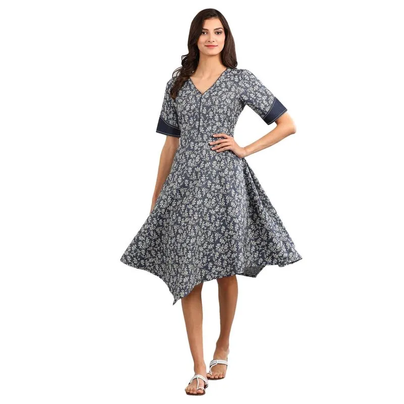 Aurelia Women's V-Neck Printed Dress - Blue 19AUA10849-500769-M