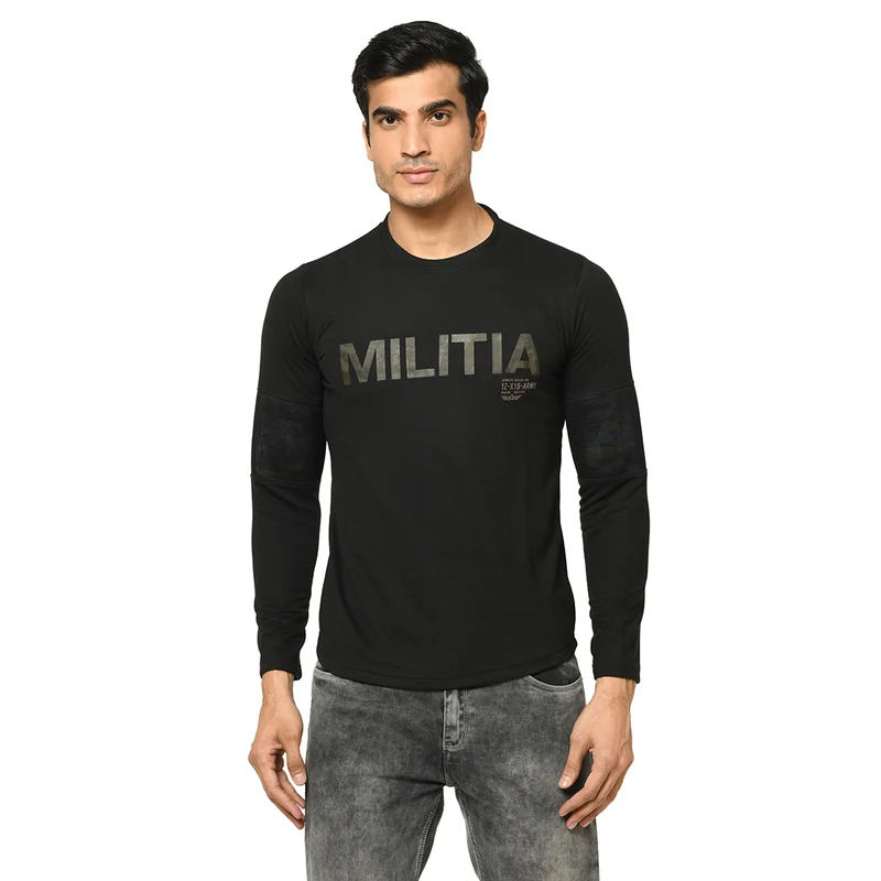 Duke Urban Men Full Sleeve Cotton T-shirt (LF3369) Olive Night / XL / Printed