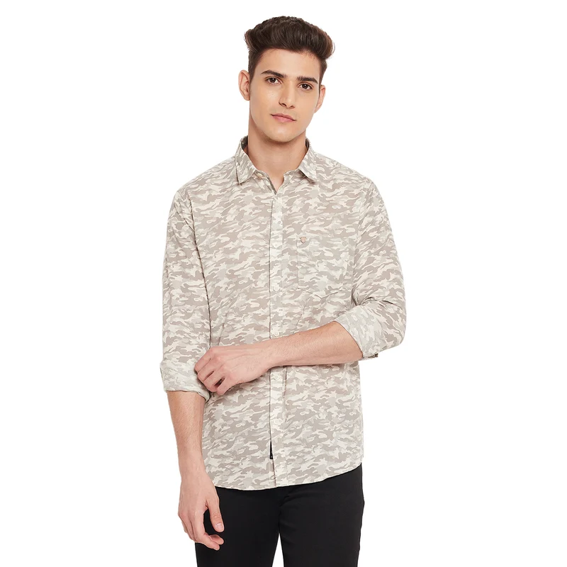 Duke Urban Men Full Sleeve Cotton Shirt (SDO8788) Beige / M / Camoflague