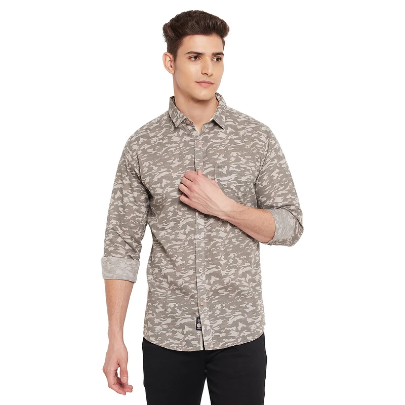 Duke Urban Men Full Sleeve Cotton Shirt (SDO8788) Grey / M / Camoflague