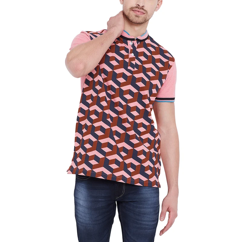 Duke Urban Men Stardust T-Shirt (LF4206) Pink Mix / M / Self Design