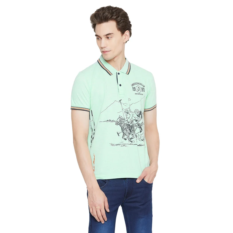 Duke Urban Men Half Sleeve Cotton T-shirt (LF4220) Green Mlg. / L / Printed