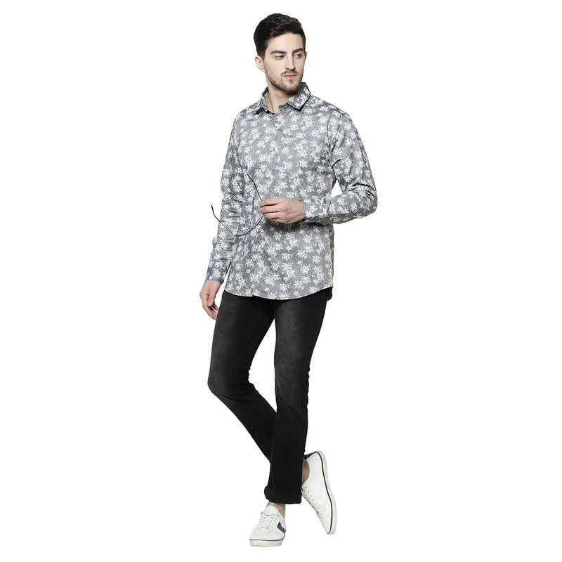 Duke Urban Men Full Sleeve Cotton Shirt (SD88OPRP) Grey / L / Printed
