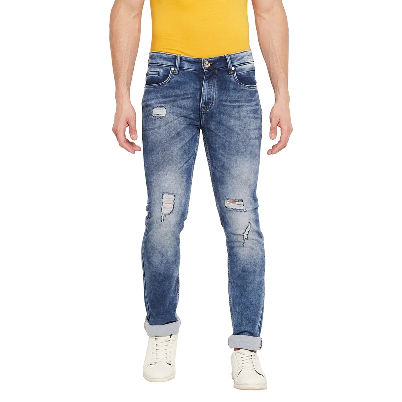Duke Urban Men Regular Distress Stretchable Jeans (SDD8141) Cloud / 36 / Washed