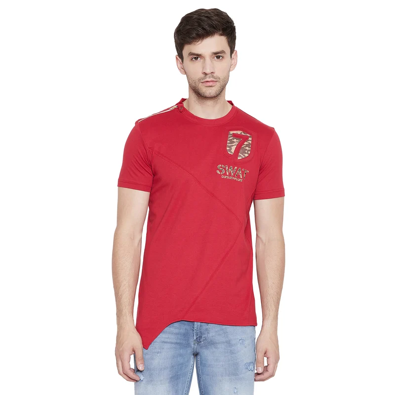Duke Urban Men Stardust Half Sleeve T-Shirt (LF4335) Autumn Red / XL / Self-Design