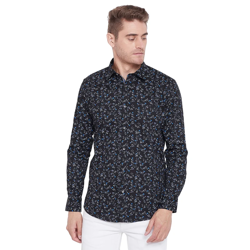 Duke Urban Men Full Sleeve Cotton Shirt (SDO8852) Black / L / Printed