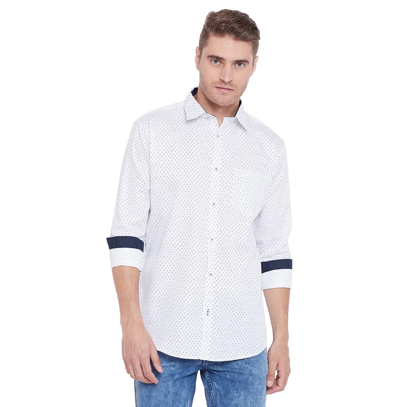 Duke Urban Men Full Sleeve Cotton Shirt (SDO8855) White / S / Printed