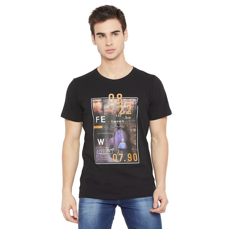 Duke Stardust Men Half Sleeve Cotton T-shirt (ONLF169) Black / M / Printed