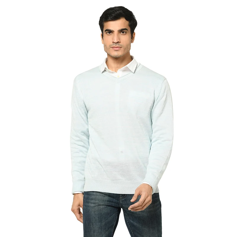 Duke Stardust Men Full Sleeve V-Neck Sweater (SDS373) Sky / XL / Solid