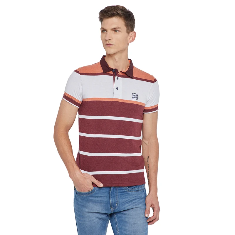 Duke Urban Men T-Shirt H/S (LF4495) Orange Mix / XL / Striped