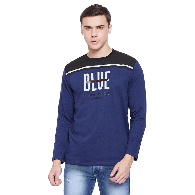 Duke Stardust Men Full Sleeve Cotton T-shirt (MTLF114) L.Navy / XL / Printed