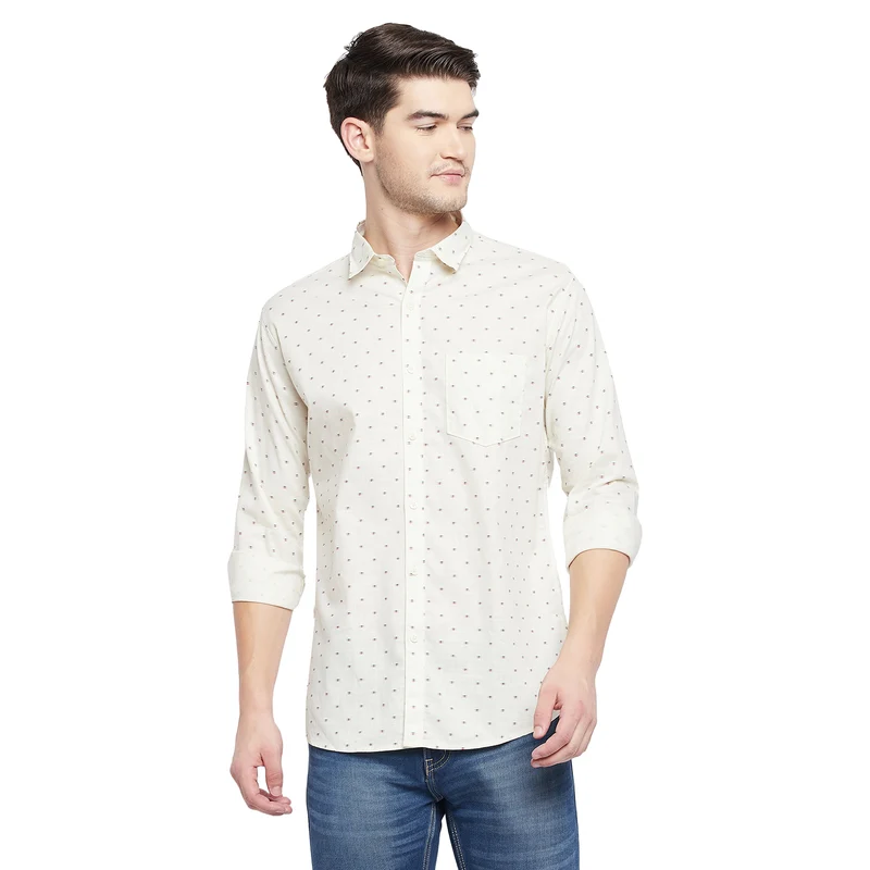 Duke Urban Men Full Sleeve Cotton Shirt (SDO8821R) Beige / XL / Printed