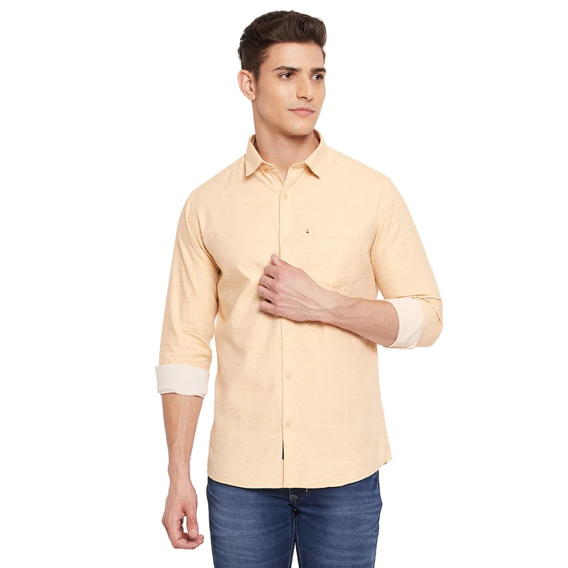 Duke Urban Men Full Sleeve Cotton Shirt (SDO8831R) Tan / XXL / Solid