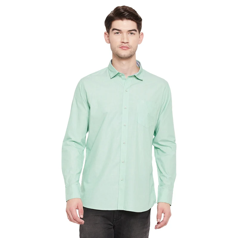 Duke Urban Men Full Sleeve Cotton Shirt (SDO88ACF) Sea Green / M / Solid