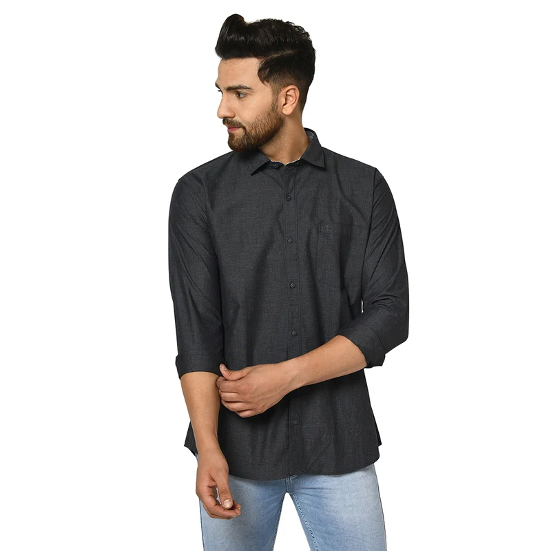 Duke Urban Men Full Sleeve Cotton Shirt (SDO88ACF) Black / XL / Solid