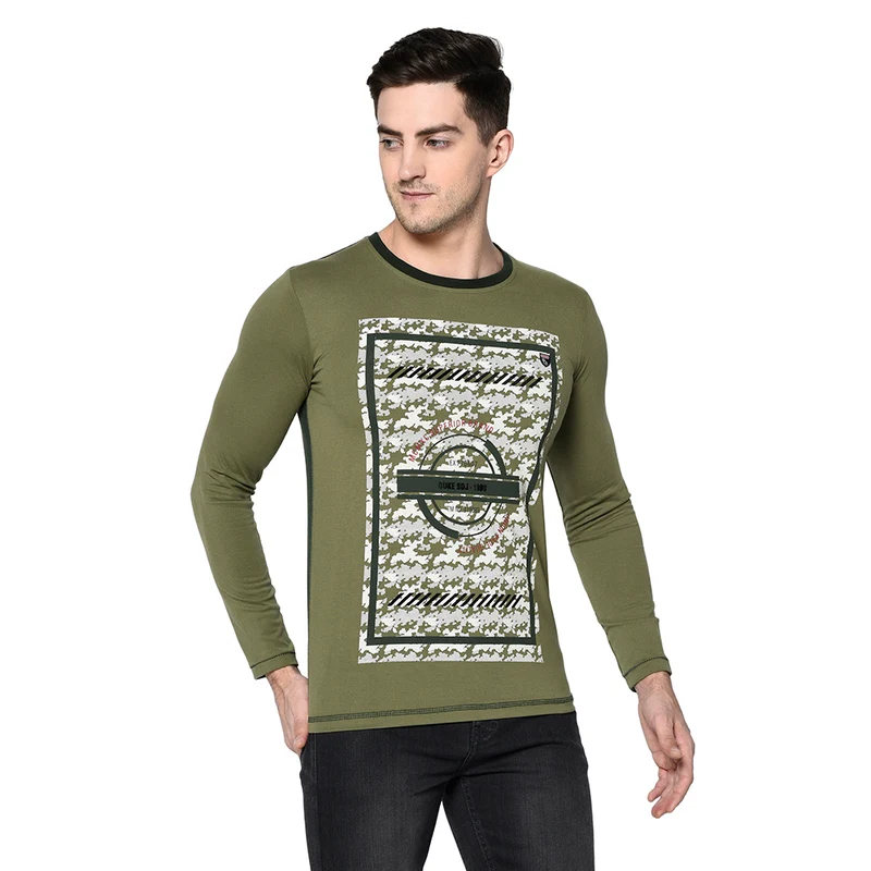 Duke Urban Men Stardust full Sleeve T-Shirt (LF3360) Militery Green / M / Printed