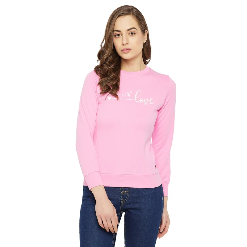 Duke Urban Women Round Neck Sweatshirt (FKP01) Pink / XL / Solid