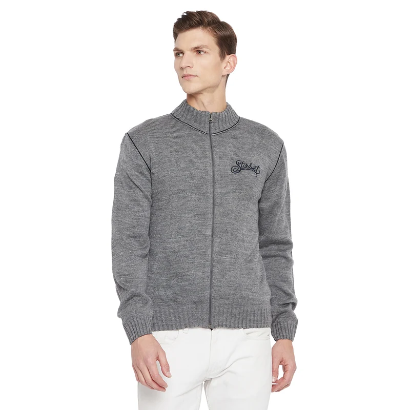 Duke Urban Men Full Sleeve Zipper Sweater (SDS527) XL / M.Grey Melange / Solid