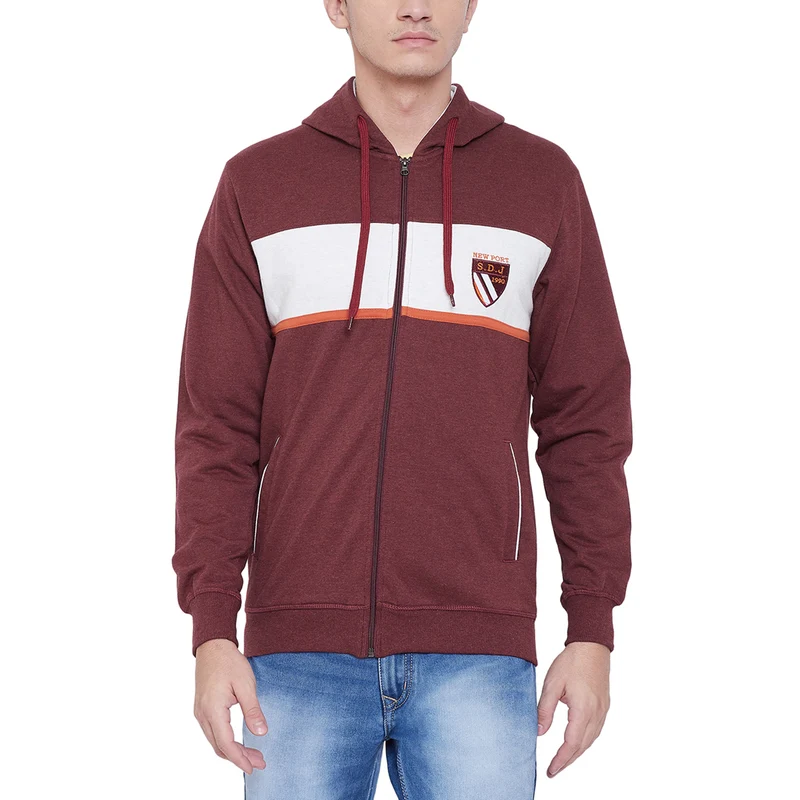 Duke Urban Men Zipper Traveller Sweatshirt (MTLF142) Wine Mix / XXL / Colorblocked