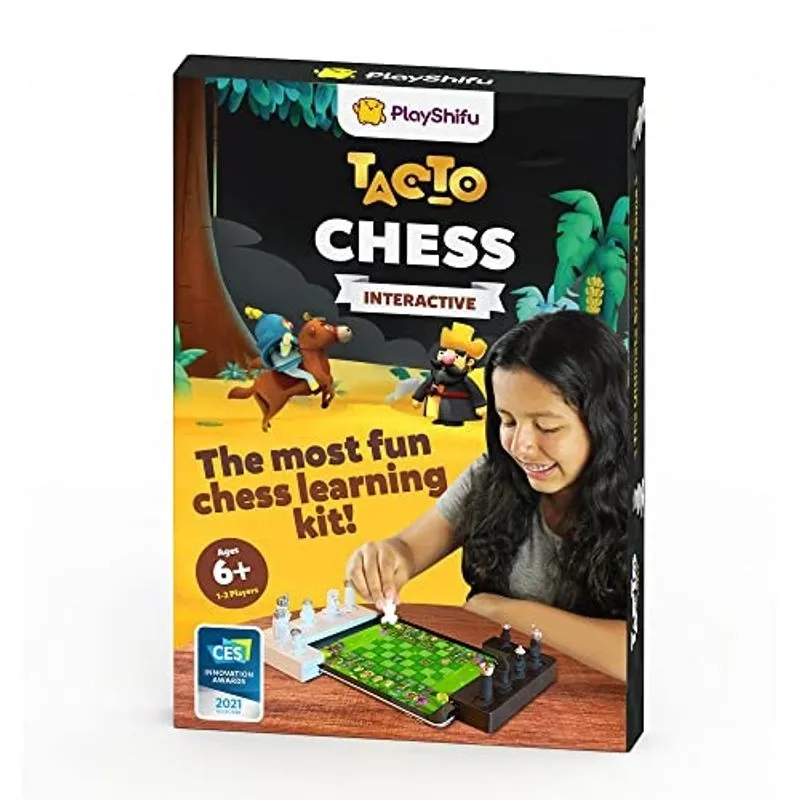 PlayShifu Jogo interativo de tabuleiro de xadrez - Tacto Chess (Kit + App com 4 modos) Fun Chess Set for Kids, Beginners, for Kids, Age 6 & Up Jogos de Aprendizagem de Xadrez (Tablet Não Incluído)