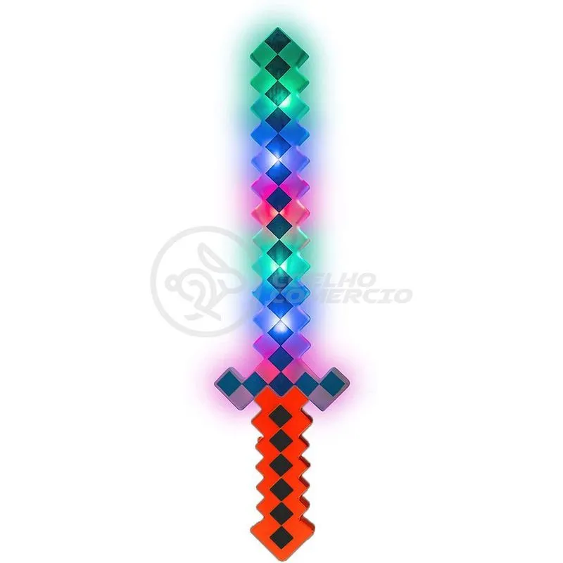 Kit Brinquedo Espada Pixel Minecraft Ninja com Som e Luz 58CM 3 Pilhas AA Vermelho Minecraft Kit Brinquedo Espada Pixel Minecraft Ninja com Som e Luz 58CM Vermelho Minecraft