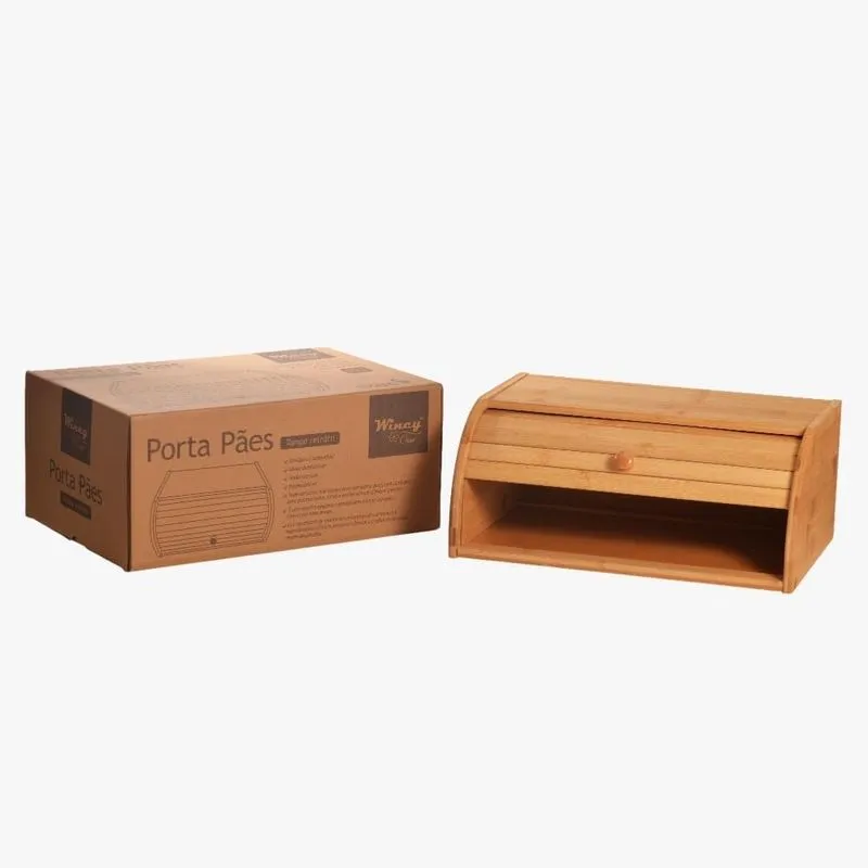 Porta Pães Tampa Retrátil Ekos Bambu 40X27X17CM