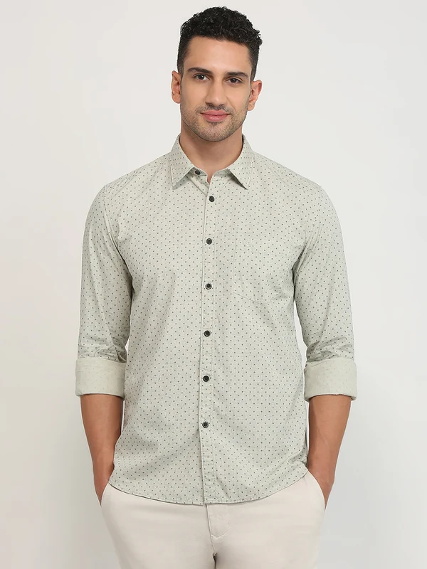 Parx Men Brown Slim Fit Printed Casual Shirt 44 / Brown
