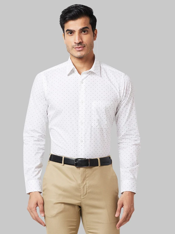 Raymond Men Grey Slim Fit Printed Formal Shirt 38 / Grey