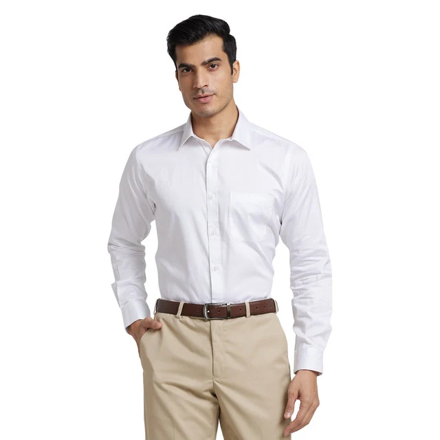 Raymond Men White Slim Fit Solid Formal Shirt 38 / White