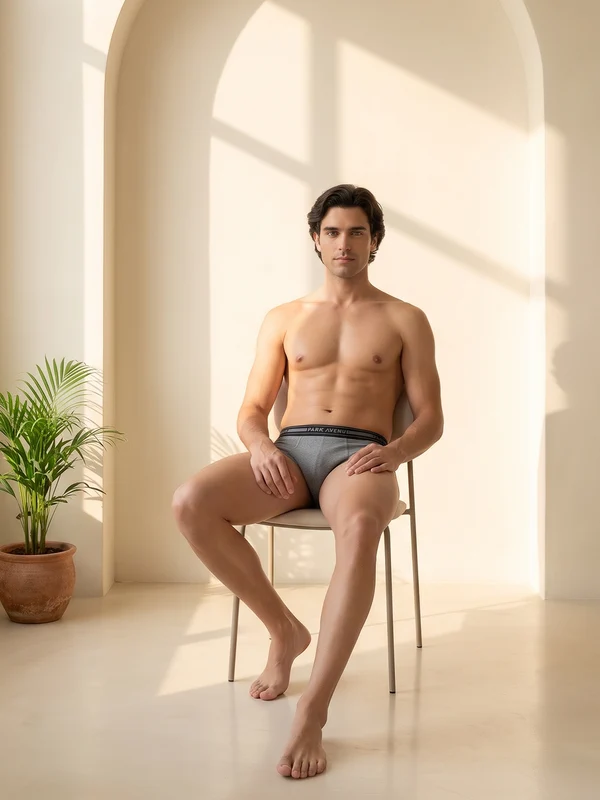 Park Avenue Men Grey Cotton Brief L / Grey