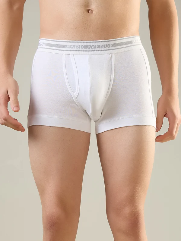 Park Avenue Men White Cotton Trunk L / White