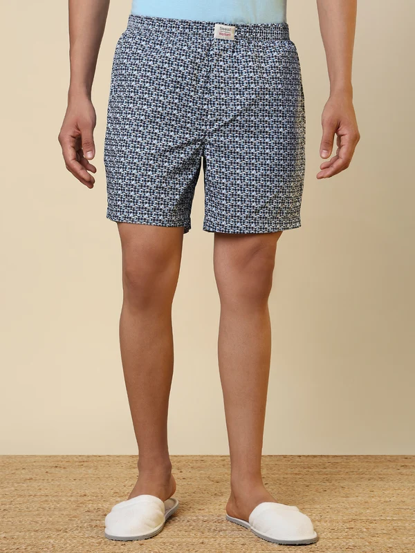 Sleepz Men Blue Printed Boxer M / Blue