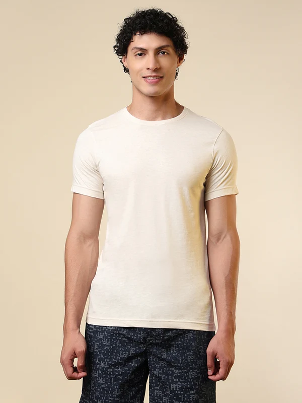 Sleepz Men White Regular Fit Solid Round Neck Collar T-Shirt XL / White