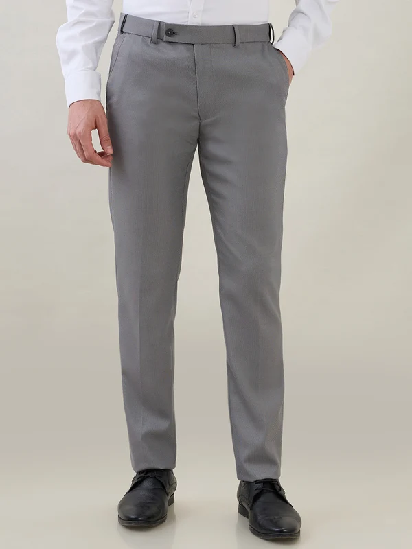 Park Avenue Men Grey Slim Fit Structure Trouser 40 / Grey